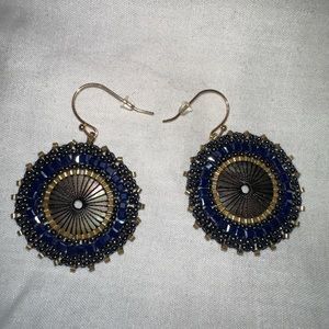 Navy and gold earrings worn once
